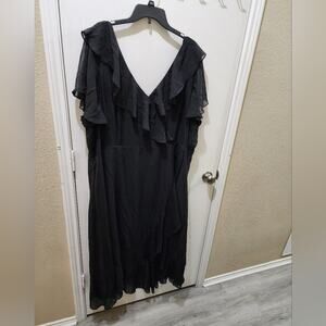 Avenue‎ black ruffled romance plain dress plus size 28 new